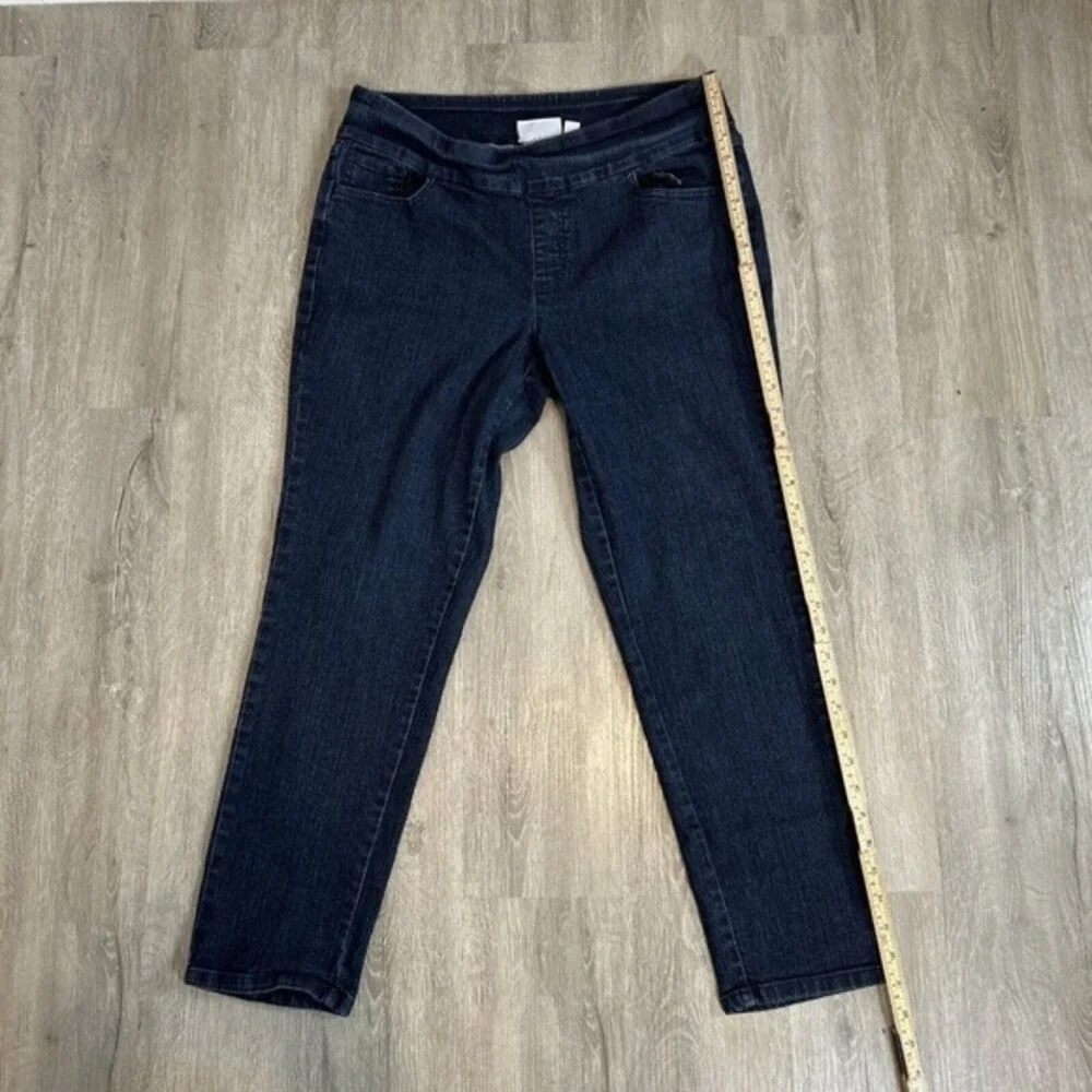 Denim & Co Womens Jeans Size 14 Dark Wash Straight Leg Floral Embroidered Pocket